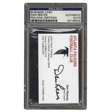 Dan Reeves Autographed Signed Atlanta Falcons Head Coach Business Card PSA