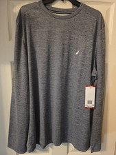 Nautica Men's XL Long Sleeve Navy Sail Logo 100 Polyester Shirt- NWT