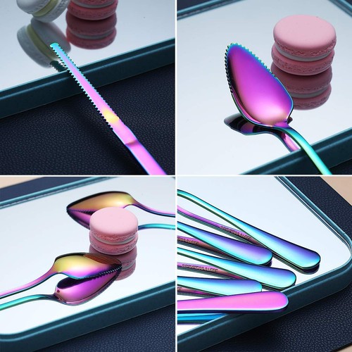 Rainbow Grapefruit Spoons 5 Pieces Set, 4 Stainless Steel Grapefruit Spoon An... - Picture 7 of 7