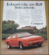 1987 Mitsubishi Conquest TSi Print Ad Car Automobile Advertisement VTG Motors