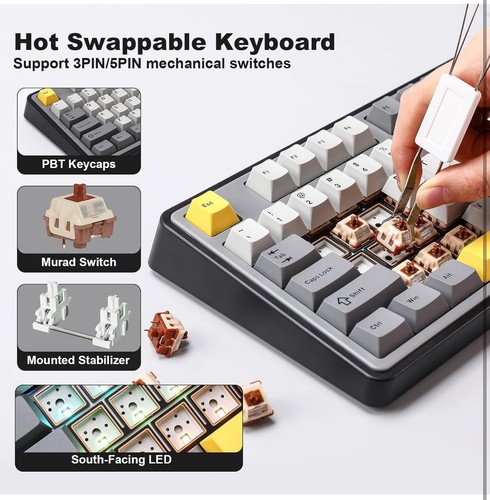 AJAZZ AK980 Wireless Keyboard with Smart Display & Knob,98% Mechanical - 第 7/8 張圖片