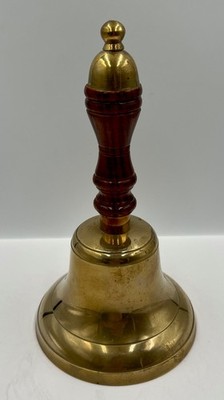 VINTAGE GROSSE MESSING HANDGLOCKE - SCHULE, ABENDESSEN - SCHÖN LAUT! 25,5 cm hoch #2