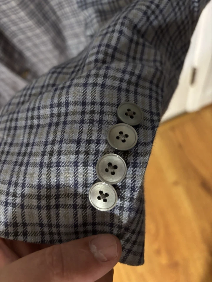 Lauren Ralph Lauren классический крой льняной Sport пальто Dk синий/Lt синий клетку 48R - Изображение 2 из 4