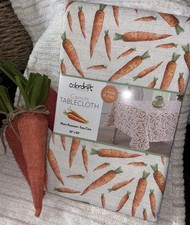 Colordrift Spring Easter 60x84  Tablecloth Carrots   Easy Care NEW