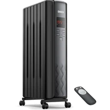 Oil Filled Radiator Heater Black 1500W 4 Modes Remote Timer Quiet Indoor