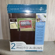 Old Town Bonded Leather Photo Albums 2-Pack Holds 600 Photos 4"x6" Brown NEW