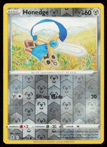 Honedge Reverse Holo Pokemon TCG Card 133/192