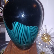 Black And Teal Art Glass Vase
