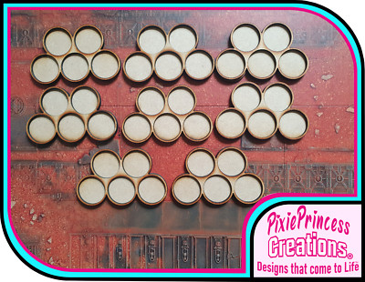 8x 28mm runde Bewegungsschalen B Olympische Form 5 Räume MDF geeignet für Warhammer