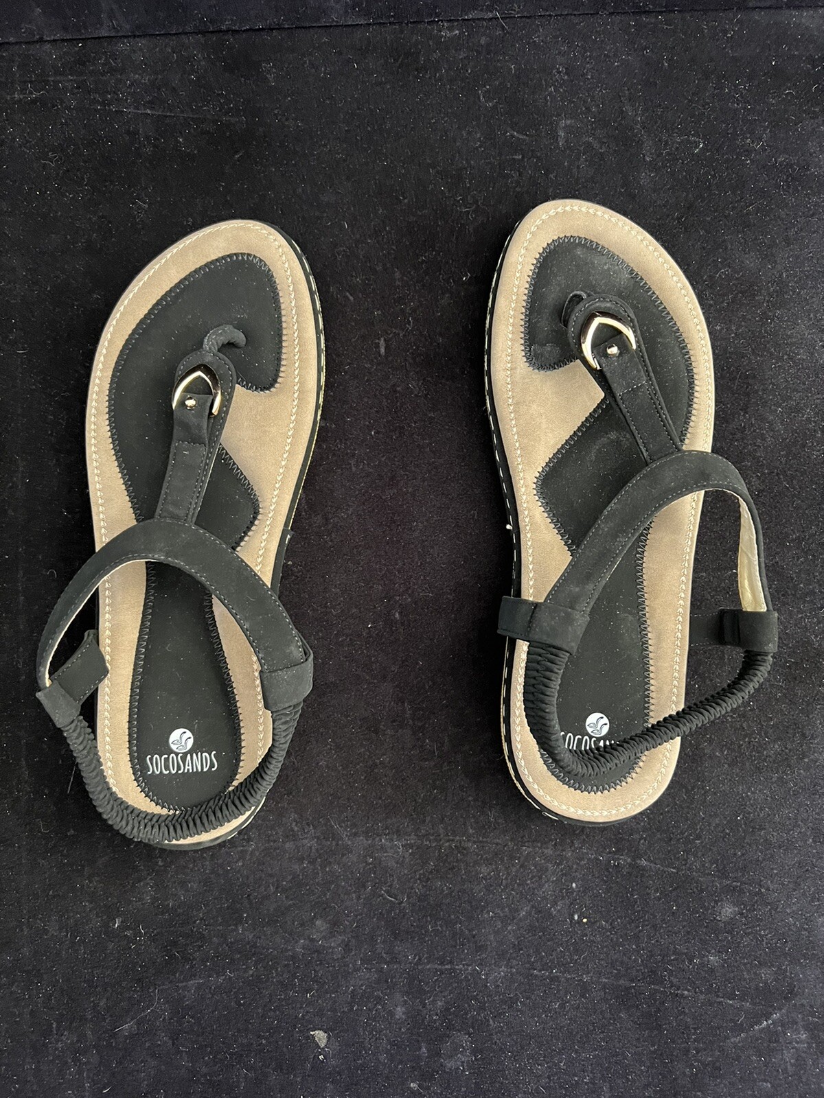 Socosands Women's Comfy Sandals Black Comfort Slip On Summer's Sandals