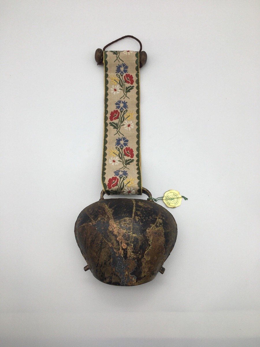 Vintage Original MCH Alpenschelle Oxen Cow Bell Embroidered
