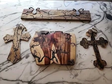 Handmade Electrocuted Wood Burning Art Lot Of 4