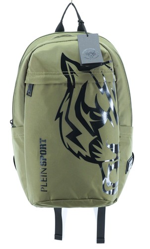 PHILIPP PLEIN Philadelphia Mens Backpack ONE SIZE Big Green Zips Pockets Lined - Picture 2 of 12