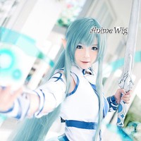 Sword Art Online Asuna Anime Cosplay Hair Full Girls Light Blue Long Wavy Wig Sword Art Online Asuna Anime Cosplay Hair Full Girls Light Blue Long Wavy Wig