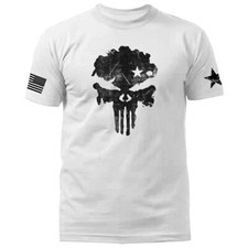 Skull US Flag American Pride Warrior Patriotic Military Graphic T-shirt