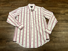 Vintage TownCraft Button Up Shirt Men 15 White Striped Geometric Vintage JCPenny