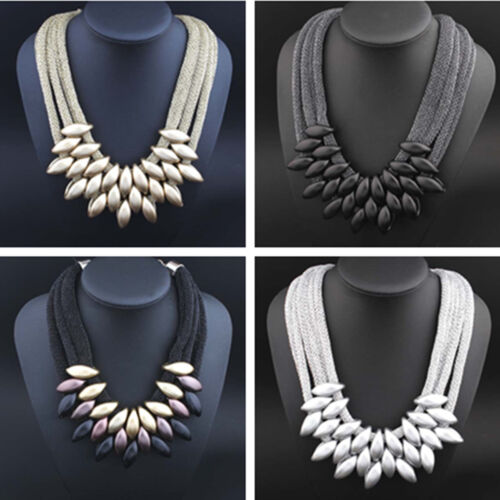 Fashion Women Crystal Chain Pendant Choker Chunky Statement Collar Bib Necklace - Afbeelding 1 van 6