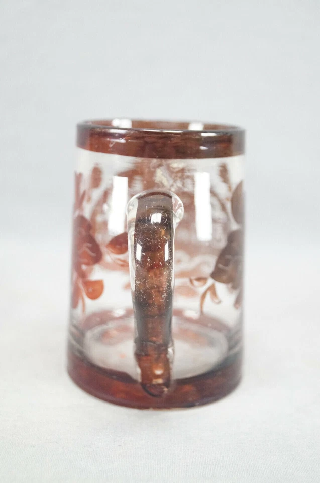 Mid 19th Century Bohemian Zur Erinnenerung Ruby Stained Hand Blown Glass Mug - Image 3 of 4