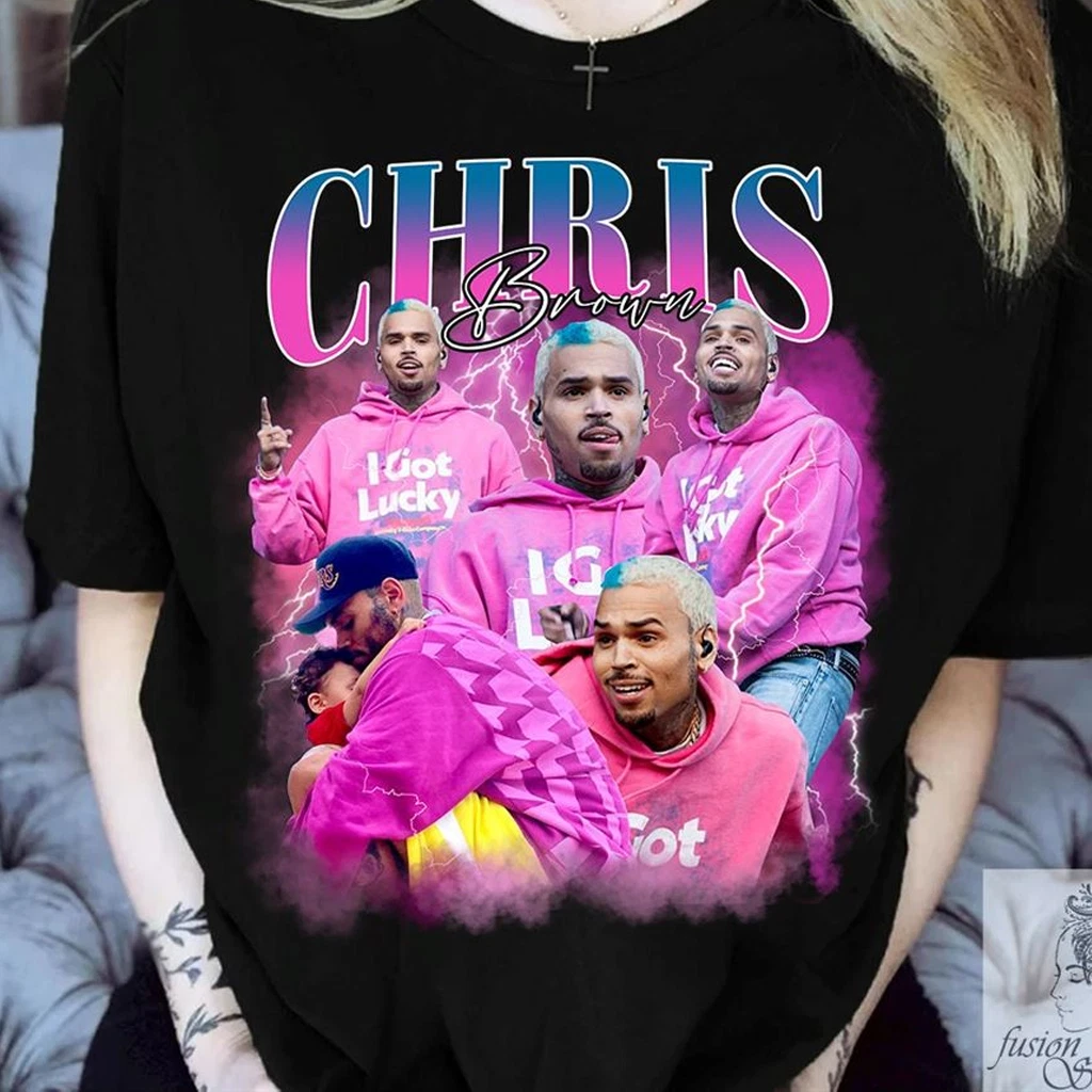 Chris Brown R&B collage T-shirt Black Cotton Unisex All Sizes