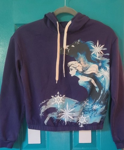 Disney Juniors Long Sleeves Frozen 2 Casual Purple Pullover Hoodie sm See meas.