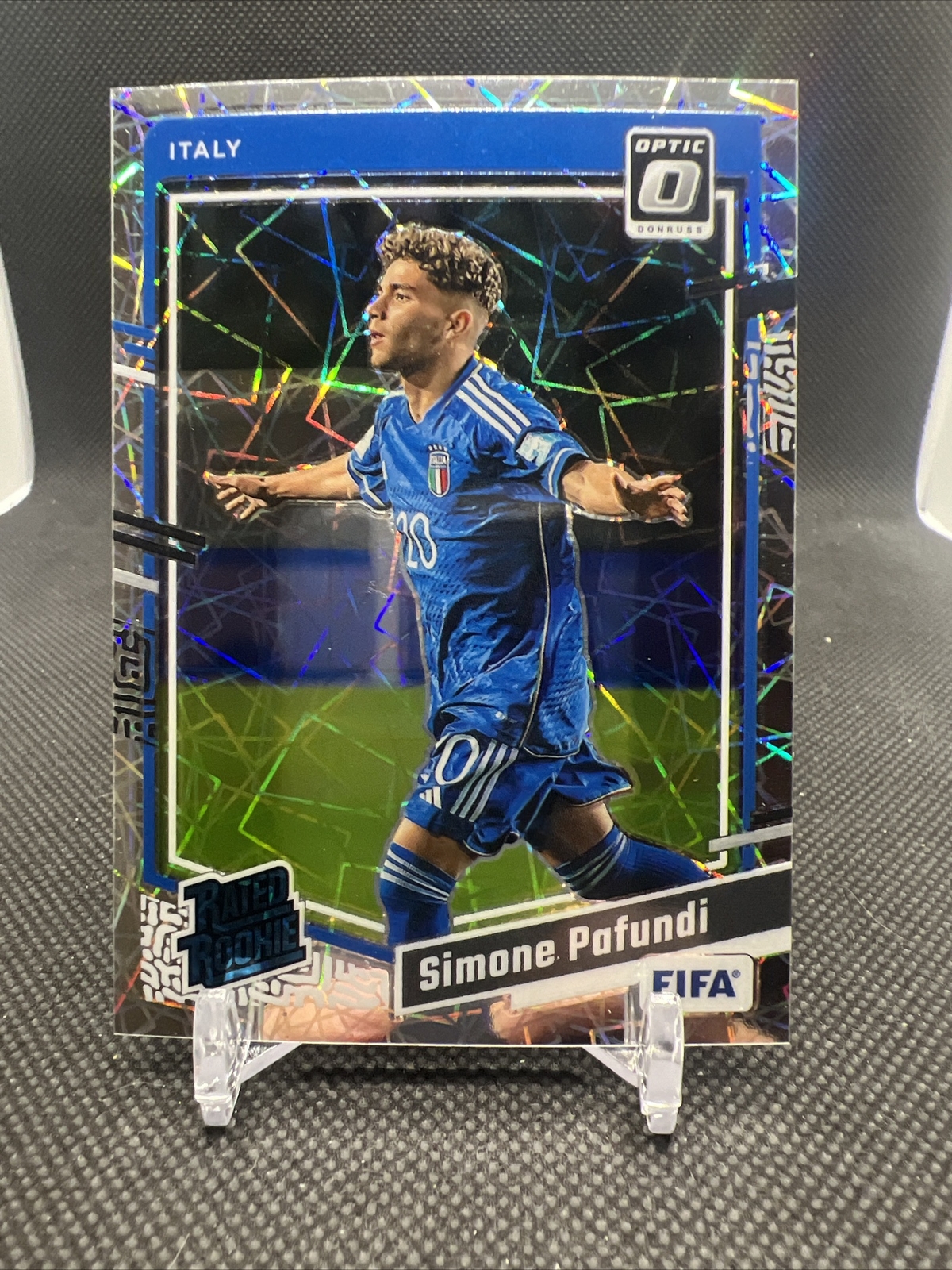 2023-24 Panini Donruss Soccer Simone Pafundi OPTIC Velocity PRIZM Italy No. 198