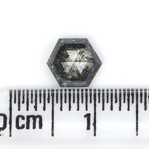 0.84 CT Natural Loose Hexagon Cut Diamond 6.70 MM Salt And Pepper Diamond LQ2967 - Picture 7 of 8