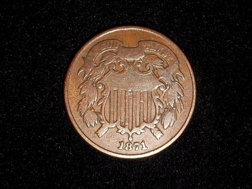 1871 2C BN TWO CENT REPUNCHED DATE VF+ (B) - Bild 5 von 6