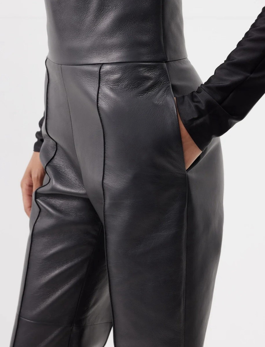 Alexandre Vauthier Leather Slim Leg Pants High Rise Zip