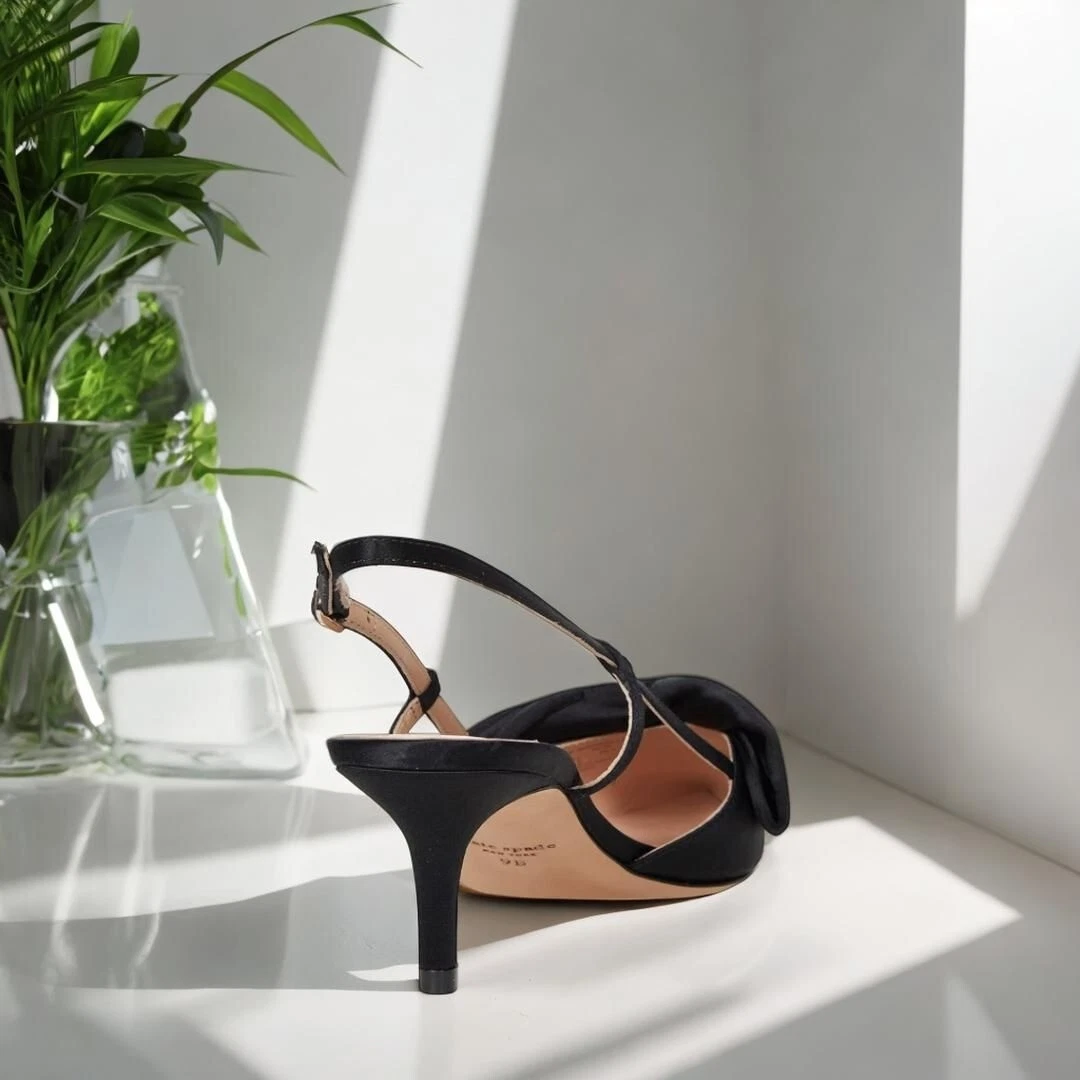 Kate Spade New York donna nero fiocco tacco avvolto Marsiglia abito décolleté nuovo con scatola