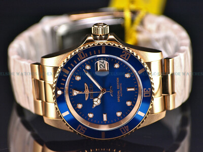 invicta blue gold watch