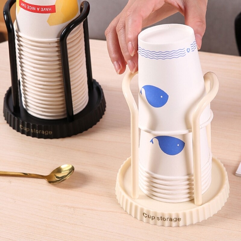 Kitchen Disposable Paper Cup Holder Dispenser Desktop Cup Storage Rack