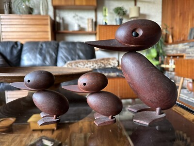 Rare Vintage 1950s Hans Bolling Set Of 3 Teak Ducks - T. Orskov