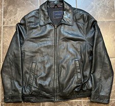 Vintage Tommy Hilfiger Leather Bomber Black Jacket Size XL