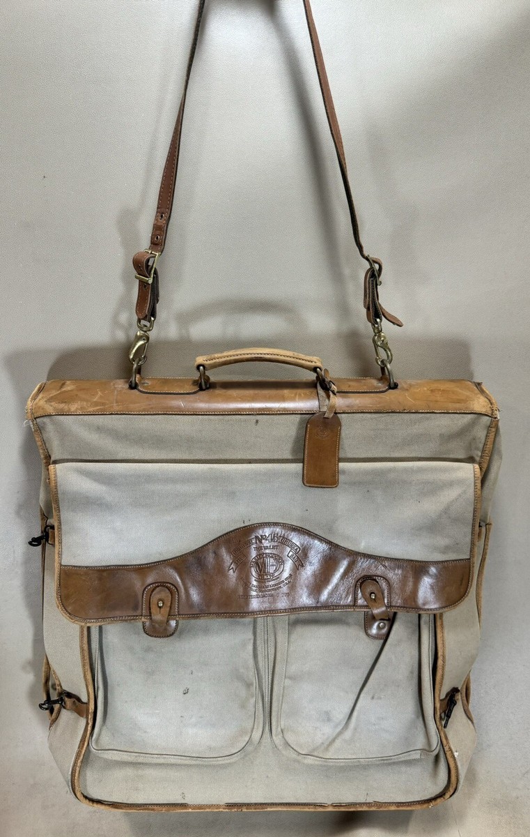 Ghurka no. 45 the Valet Garment Bag, twill & leather Marley