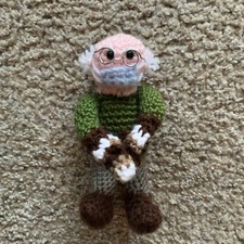 Handmade Crochet Bernie Sanders Doll w/ Inauguration Day Mittens. One Of A Kind 