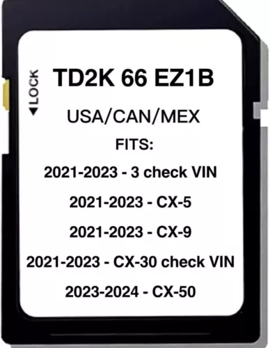✅2021 2022 2023 Mazda 3 CX-5 CX-9 CX-30 CX-50 Navigation SD Card Map TD2K66EZ1B - Picture 1 of 6