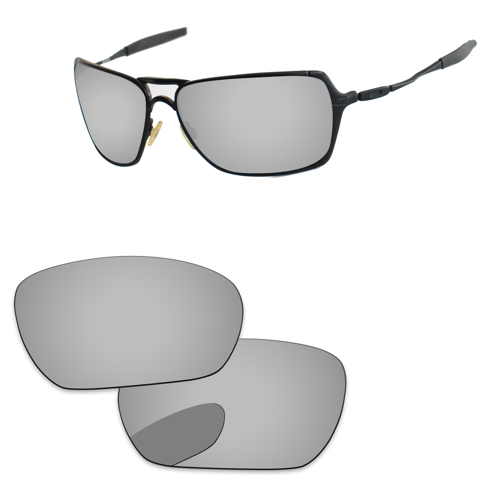 Lenslog Chrome Silver Mirrored Polarized Replacement Lenses For-Oakley Inmate