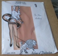 Vintage 1960s Nylons of Distinction SEAMLESS Evening Sheer STOCKINGS sz 9 in Pkg