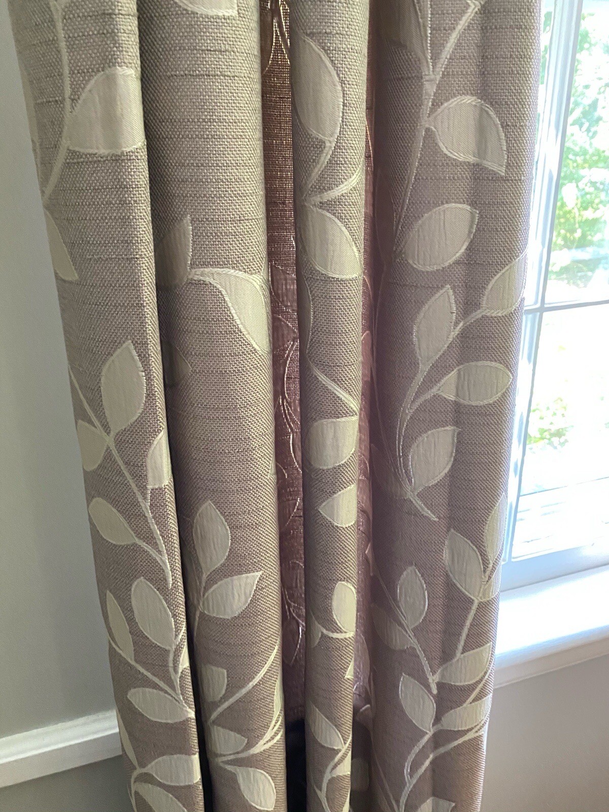 2 Liz Claiborne Quinn Leaf SULLIVAN KHAKI Grommet Top Curtain panels
