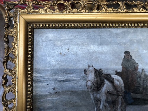 William Frederick Ritschel dipinto olio originale su tela, cavallo e carro - Foto 6 di 8