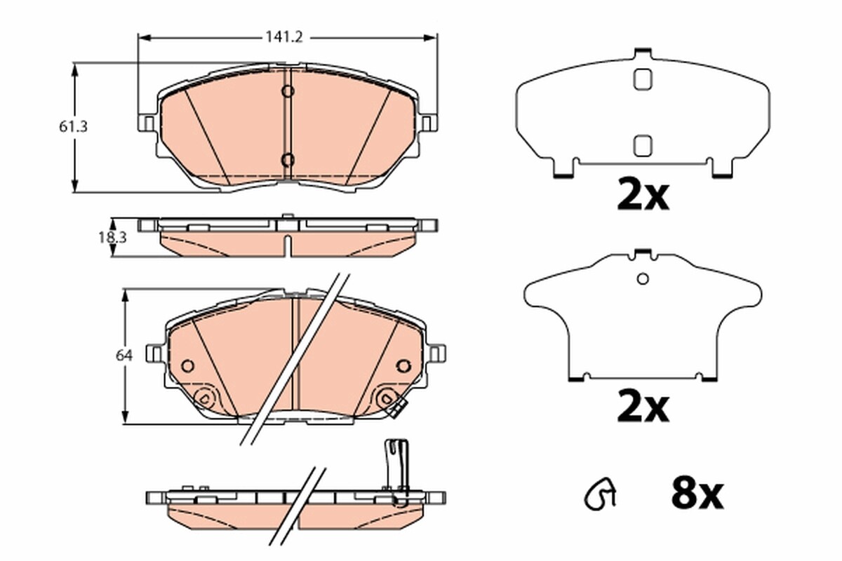 GDB2290 TRW Brake Pad Set, disc brake for TOYOTA