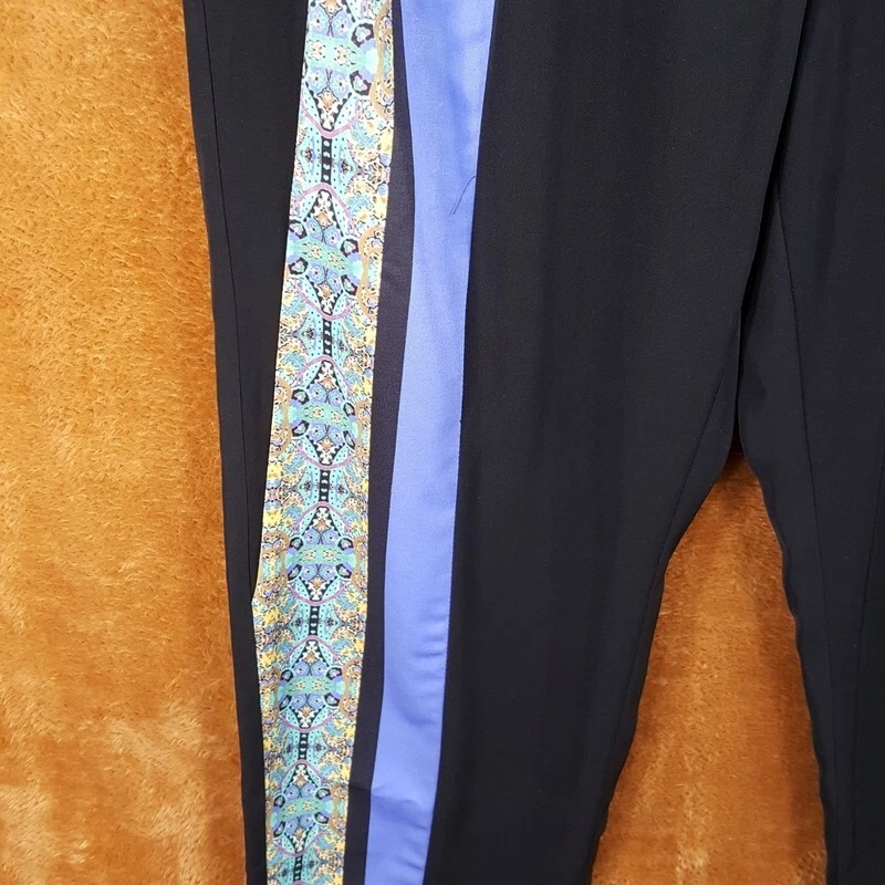 粉色 STITCH 裤子女式 6 码黑色锥形打褶锦缎条纹裤 — 第 2/4 张图片