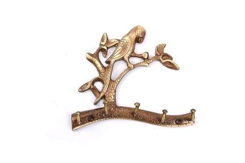 Wall Mounted Brass Antique Design Key Holder (Size: 13 cm x 2 cm x 11 cm, Brown) - Picture 3 of 3