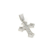 Encrusted White Gold Cross Pendant