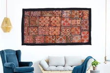 Vintage Embroidered Ethnic Wall Décor Tapestry Fine Zari Hand work Wall Hanging