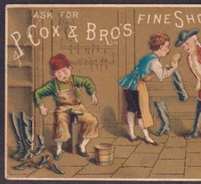 Brooklyn NY 1800's Victorian Shoemake Riesterer Cox Shoe Boot Advertising Card