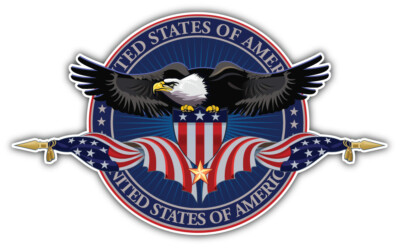 USA Flag Eagle Badge Car Bumper Sticker Decal ID: 2 ''SIZES''