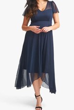 Scarlett and Jo Dress plus size 26 navy blue dipped hem angel sleeves