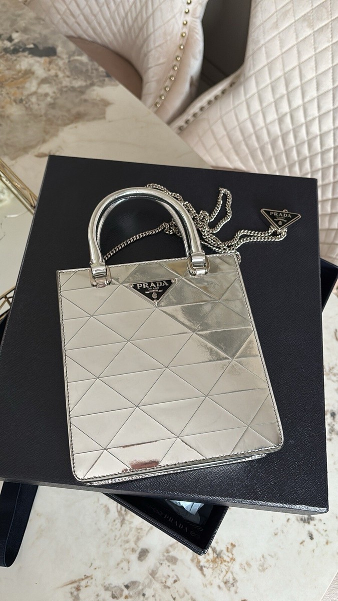 Silver Prada mini tote bag | eBay UK