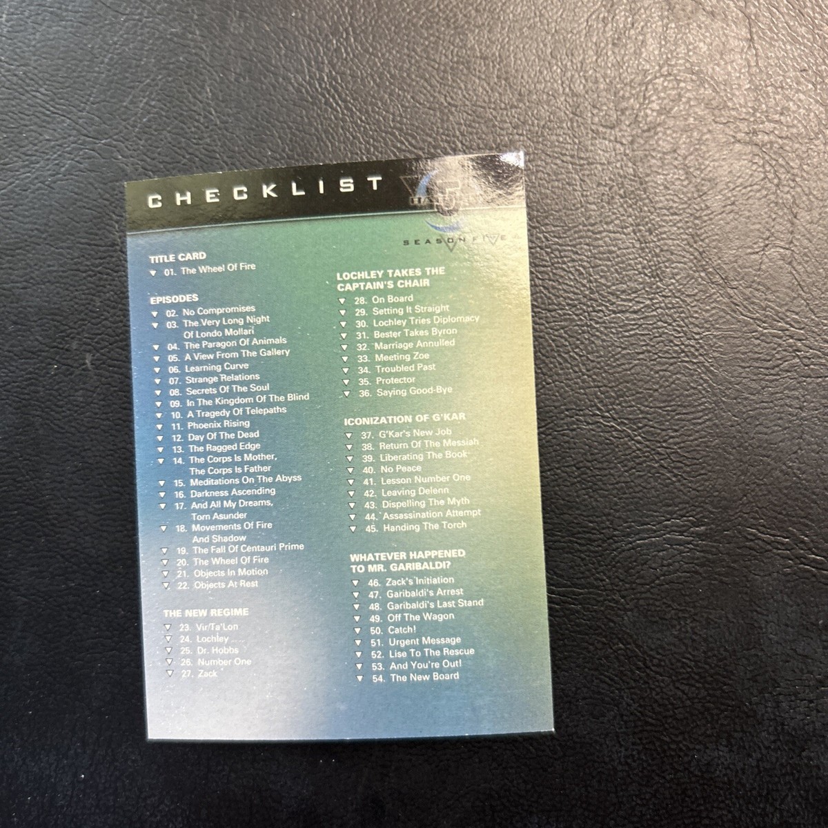 J101c Babylon season Five 1998 Skybox #81 Checklist